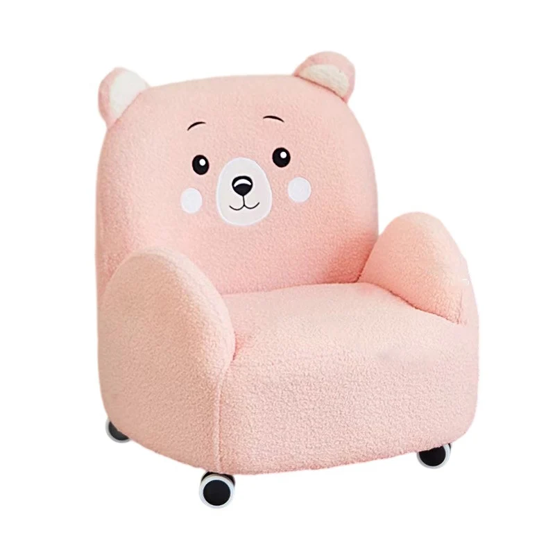 Modern Art Deco Sherpa Fabric Solid Wood Cartoon Animal Rounded Square Accent Chair With Backrest Armrests For Living Room