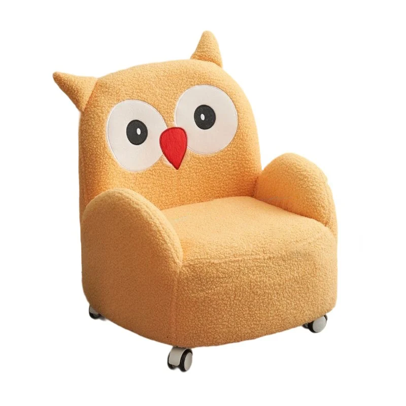 Modern Art Deco Sherpa Fabric Solid Wood Cartoon Animal Rounded Square Accent Chair With Backrest Armrests For Living Room