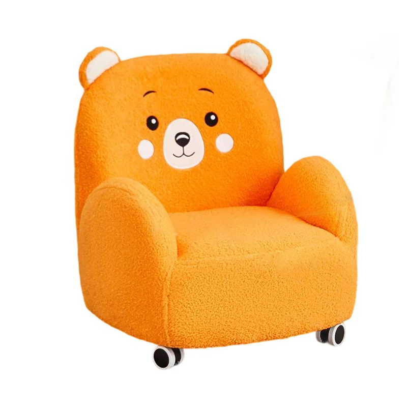 Modern Art Deco Sherpa Fabric Solid Wood Cartoon Animal Rounded Square Accent Chair With Backrest Armrests For Living Room
