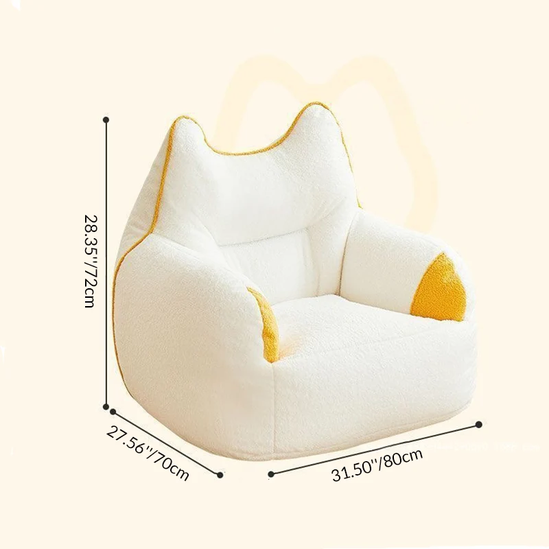 Contemporary Creative Teddy Fleece EPS Bunny Ear Square Accent Chair With Backrest & Armrests For Living Room