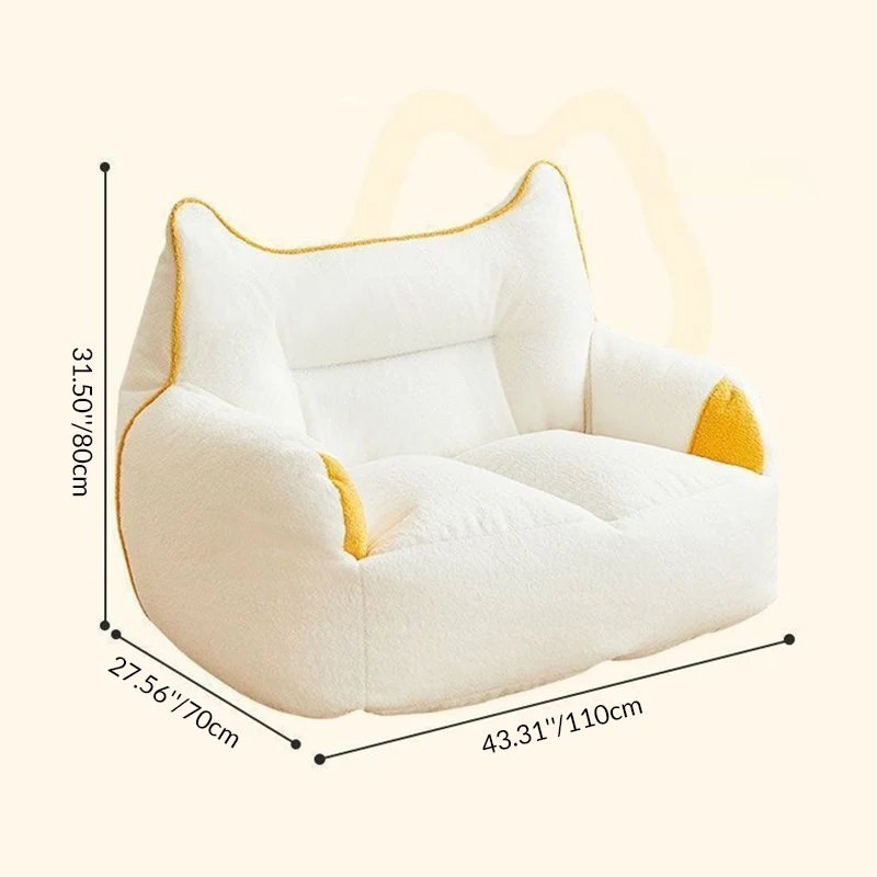 Contemporary Creative Teddy Fleece EPS Bunny Ear Square Accent Chair With Backrest & Armrests For Living Room