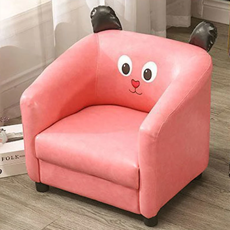 Contemporary Creative Kids Faux Oil-Waxed Leather Plywood Cartoon Animal Shaped Accent Chair Backrest Armrest For Living Room