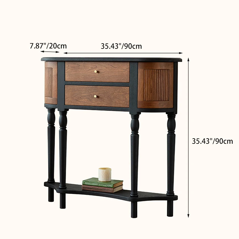 Traditional Vintage Rectangular Pine Wood Composite Board Chinese Fir Wood End Table 4-Leg 4-Cabinet For Living Room