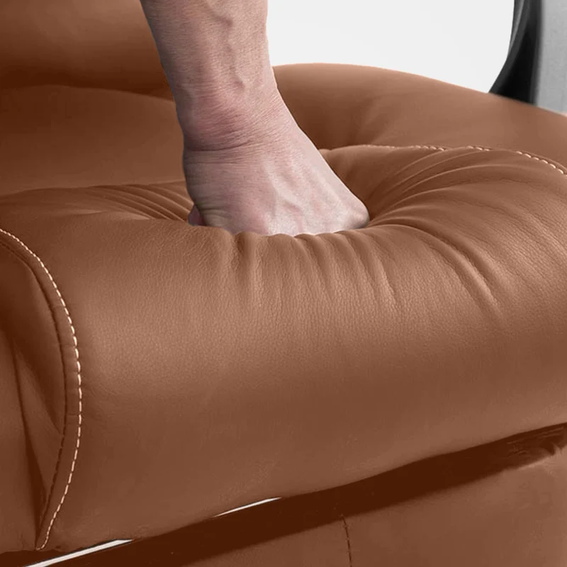Fauteuil de bureau avec fonction massage repose-pieds en cuir synthétique marron clair et métal 10_0006932