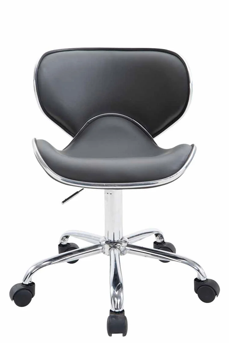 Tabouret de travail sur roulettes hauteur réglable et pivotant en synthétique gris pieds métal chromé TABO10187