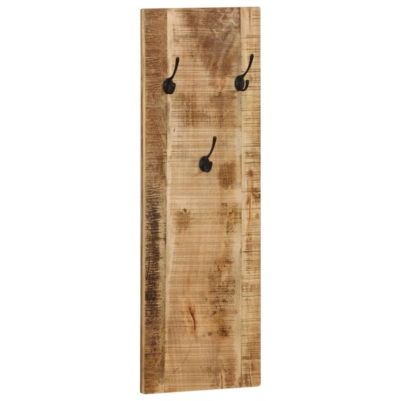 Lot de 2 portes-manteaux muraux en bois de manguier avec 3 crochets 36x110x3 cm DEC024202