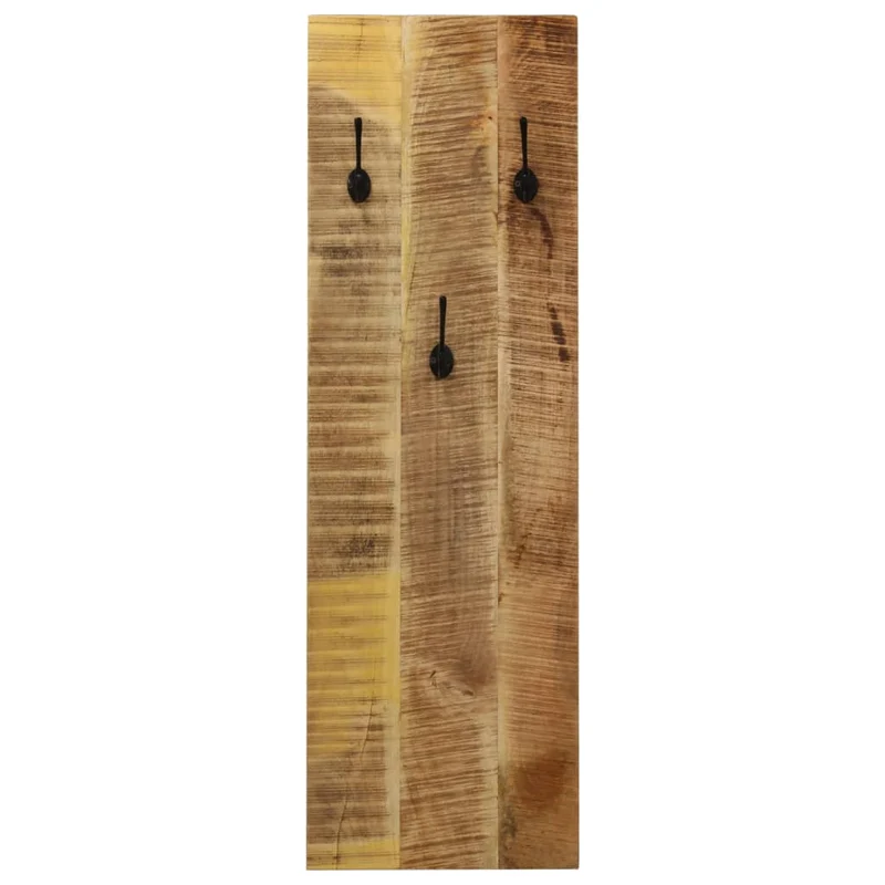 Lot de 2 portes-manteaux muraux en bois de manguier avec 3 crochets 36x110x3 cm DEC024202