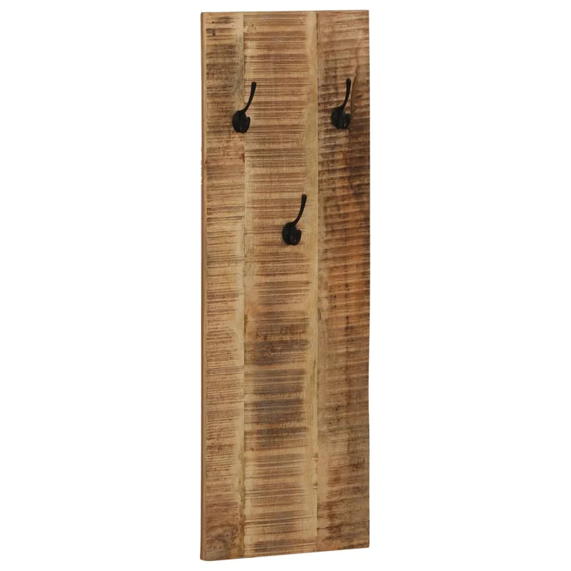 Lot de 2 portes-manteaux muraux en bois de manguier avec 3 crochets 36x110x3 cm DEC024202