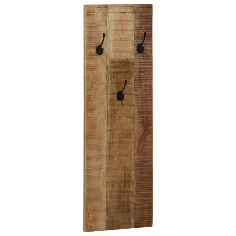 Lot de 2 portes-manteaux muraux en bois de manguier avec 3 crochets 36x110x3 cm DEC024202