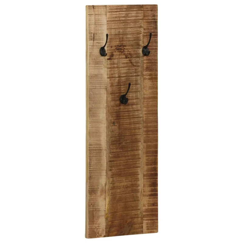 Lot de 2 portes-manteaux muraux en bois de manguier avec 3 crochets 36x110x3 cm DEC024202