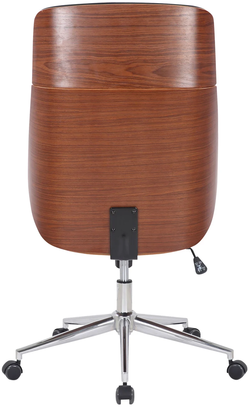 Fauteuil de bureau dossier haut avec roulettes synthétique crème et bois noyer hauteur réglable BUR10454