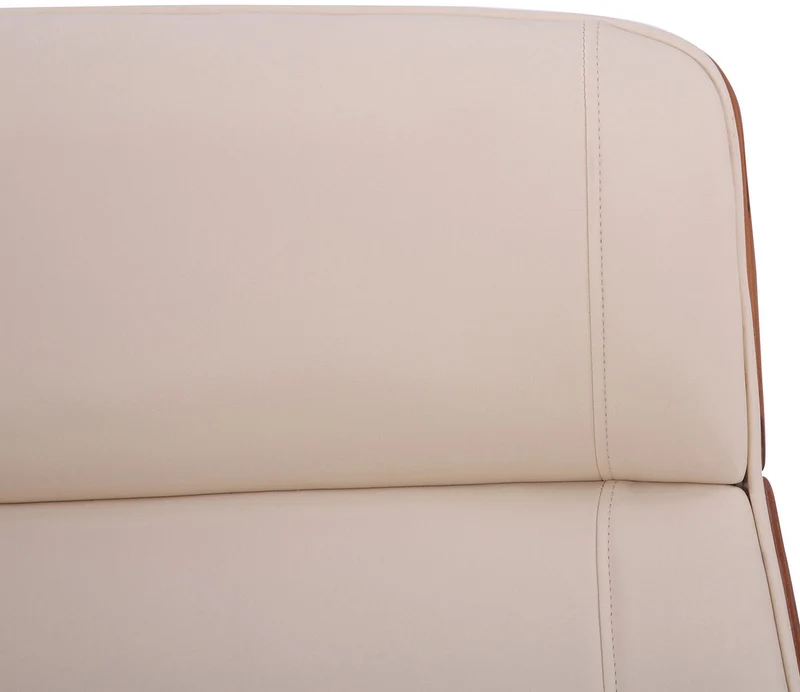 Fauteuil de bureau dossier haut avec roulettes synthétique crème et bois noyer hauteur réglable BUR10454