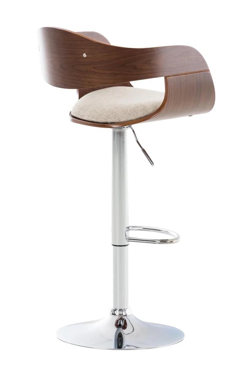 Lot de 2 tabourets de bar design scandinave en tissu crème et structure en bois couleur noyer 10_0004250