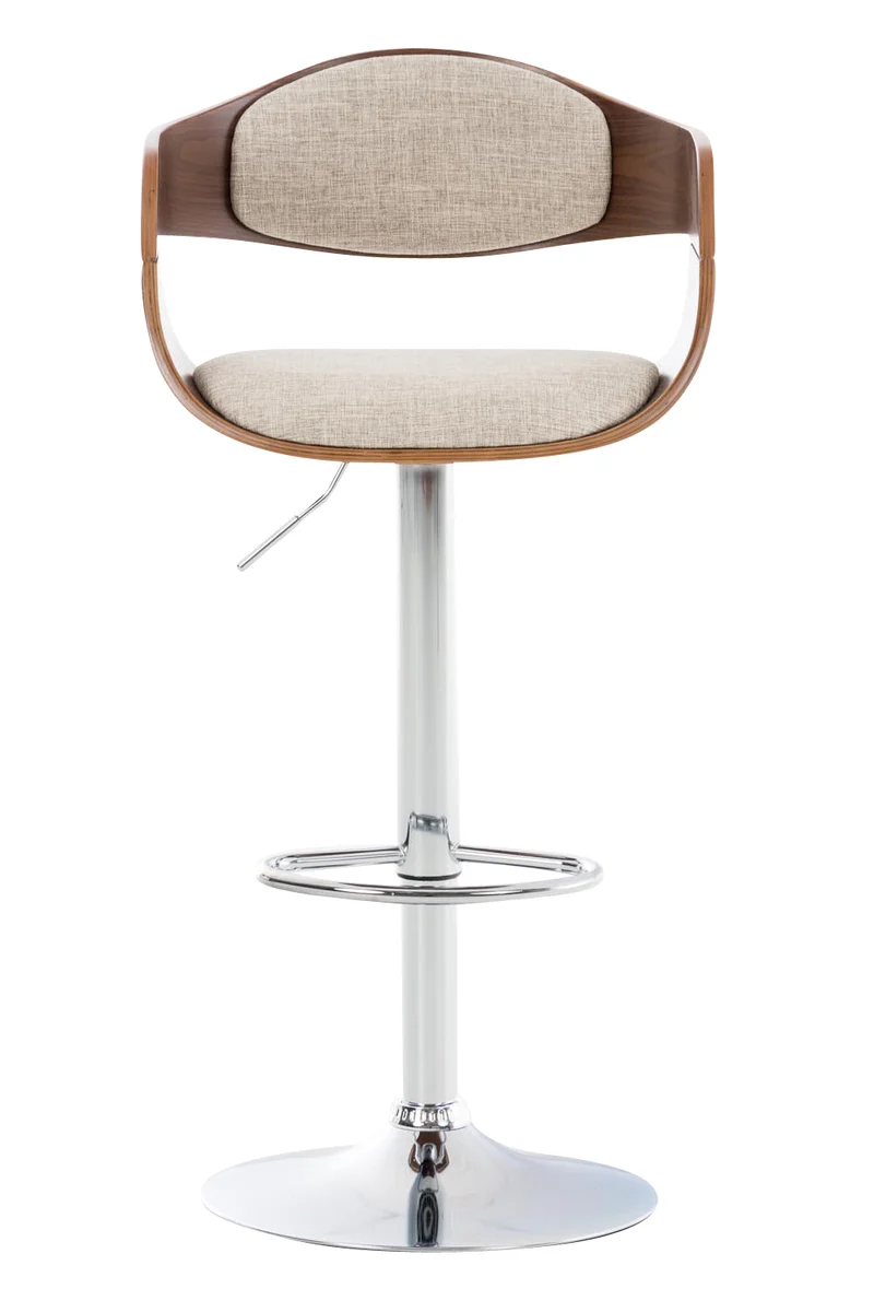 Tabouret de bar x1 design scandinave en tissu crème et structure en bois couleur noyer 10_0005046