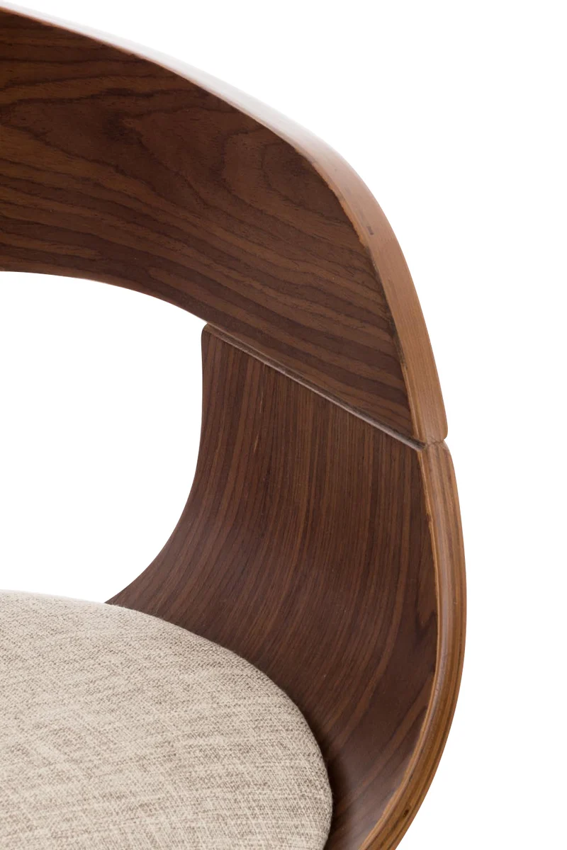 Tabouret de bar x1 design scandinave en tissu crème et structure en bois couleur noyer 10_0005046