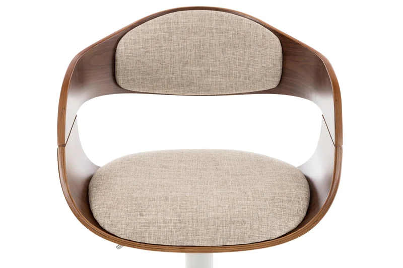Tabouret de bar x1 design scandinave en tissu crème et structure en bois couleur noyer 10_0005046