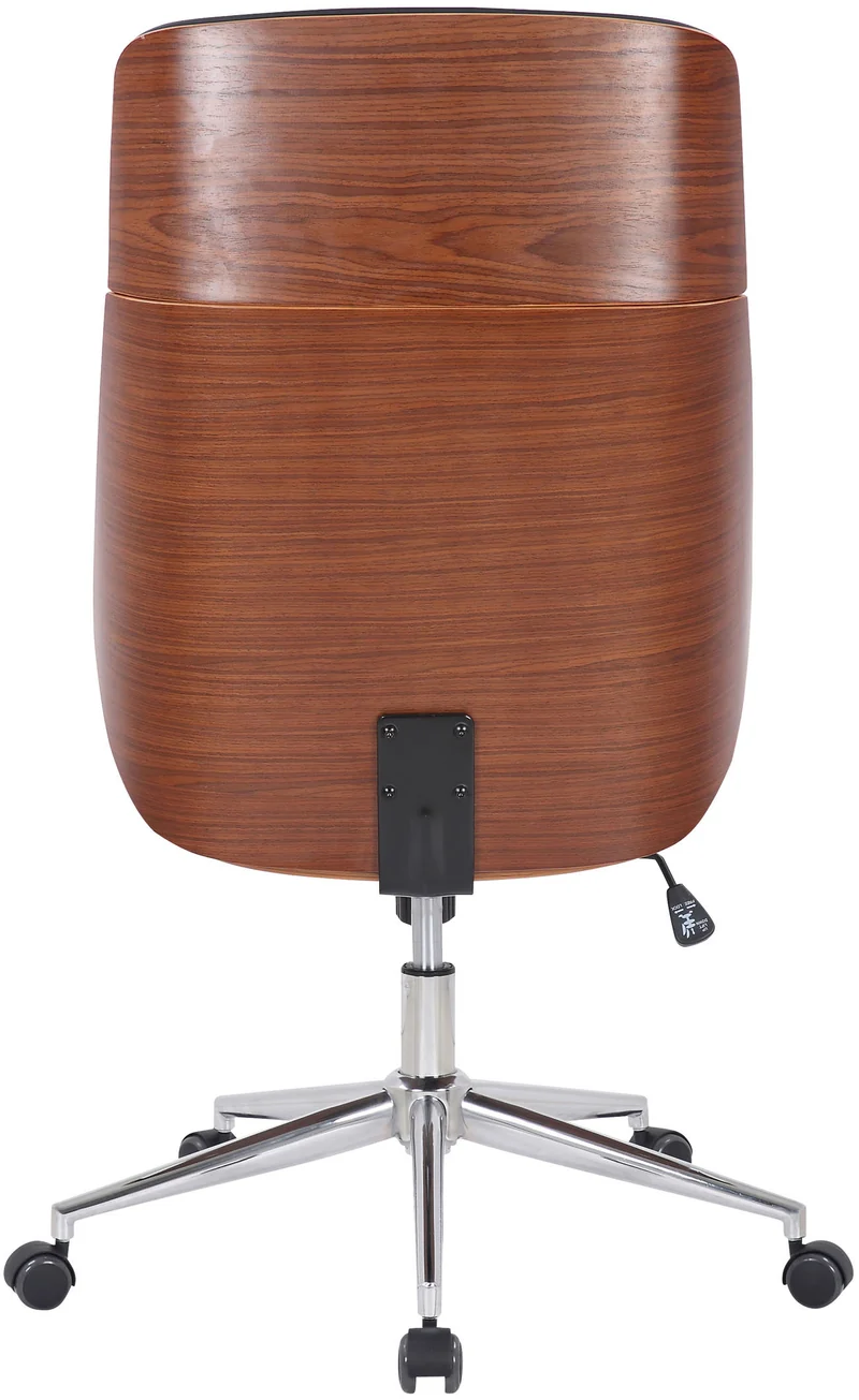 Fauteuil de bureau dossier haut avec roulettes synthétique noir et bois noyer hauteur réglable BUR10453