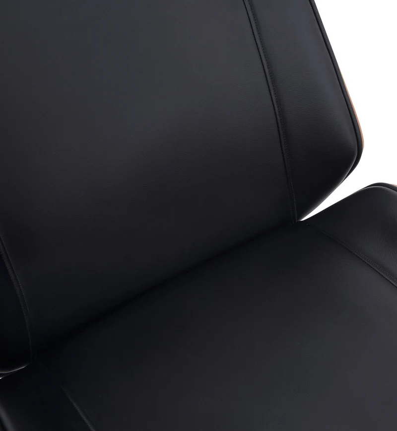 Fauteuil de bureau dossier haut avec roulettes synthétique noir et bois noyer hauteur réglable BUR10453