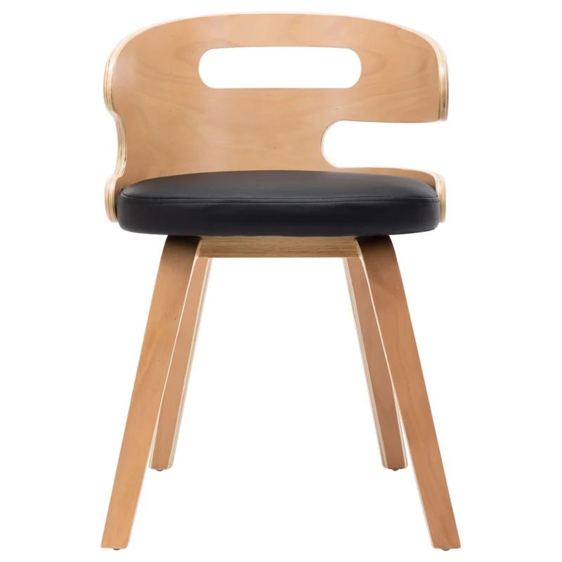 Lot de 4 chaises de salle à manger cuisine design intemporel bois courbé et synthétique noir CDS021778