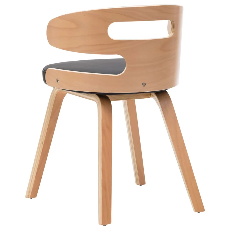 Lot de 4 chaises de salle à manger cuisine design intemporel bois courbé et synthétique noir CDS021778