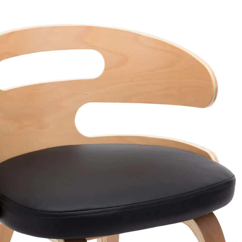 Lot de 4 chaises de salle à manger cuisine design intemporel bois courbé et synthétique noir CDS021778