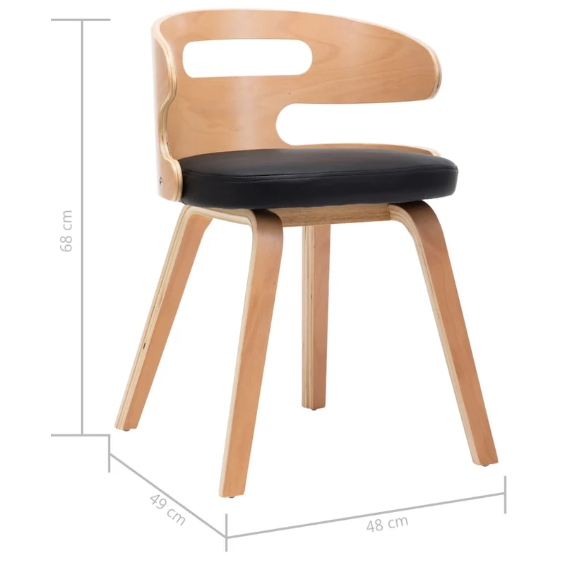 Lot de 4 chaises de salle à manger cuisine design intemporel bois courbé et synthétique noir CDS021778