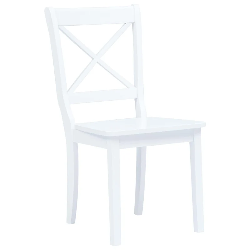 Lot de 4 chaises de salle à manger cuisine design classique blanc bois d'hévéa massif CDS021227