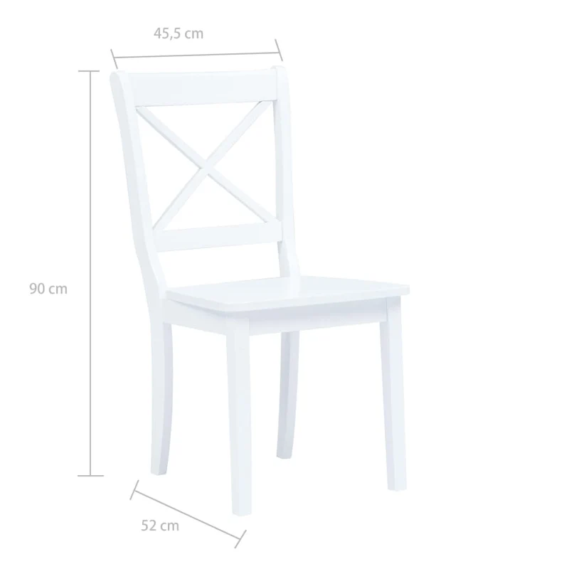 Lot de 4 chaises de salle à manger cuisine design classique blanc bois d'hévéa massif CDS021227