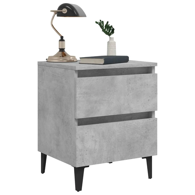 Lot de 2 tables de chevet avec tiroirs 40 x 35 x 50 cm bois d'ingénierie gris DEC035364