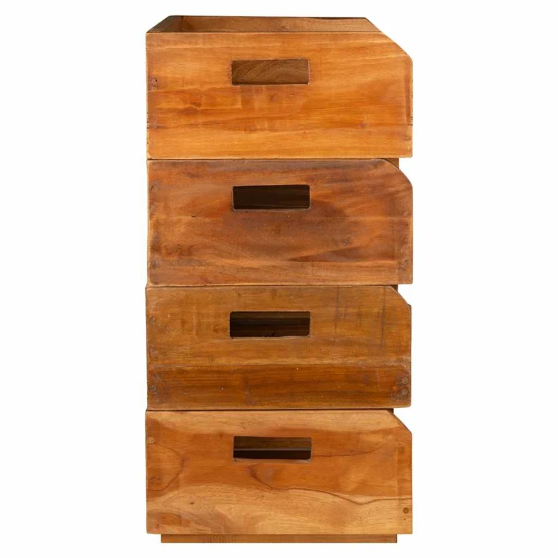 Set de 4 casiers empilable à bouteilles jusqu'à 16 bouteilles en bois d'acajou massif brun DEC024406