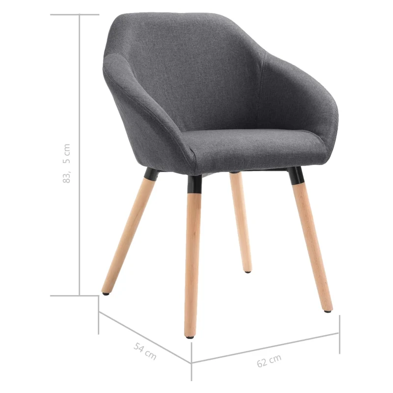 Lot de 4 chaises de salle à manger cuisine design moderne gris foncé tissu CDS021559