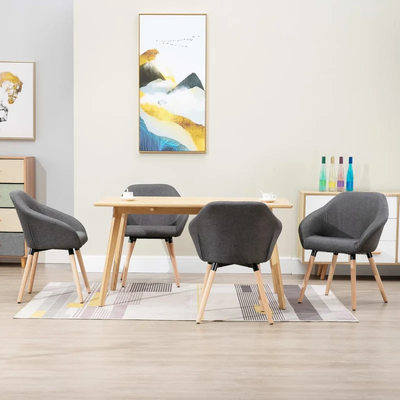 Lot de 4 chaises de salle à manger cuisine design moderne gris foncé tissu CDS021559