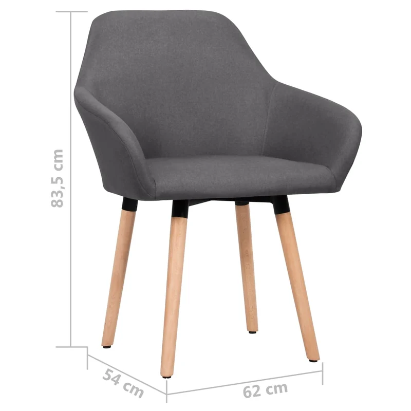 Lot de 2 chaises de salle à manger cuisine design moderne tissu gris foncé CDS020543