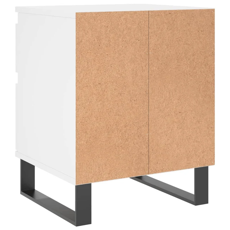 Table de chevet avec tiroir et compartiment avec porte 40 x 35 x 50 cm bois d’ingénierie blanc et métal DEC033370