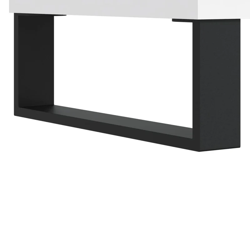 Table de chevet avec tiroir et compartiment avec porte 40 x 35 x 50 cm bois d’ingénierie blanc et métal DEC033370