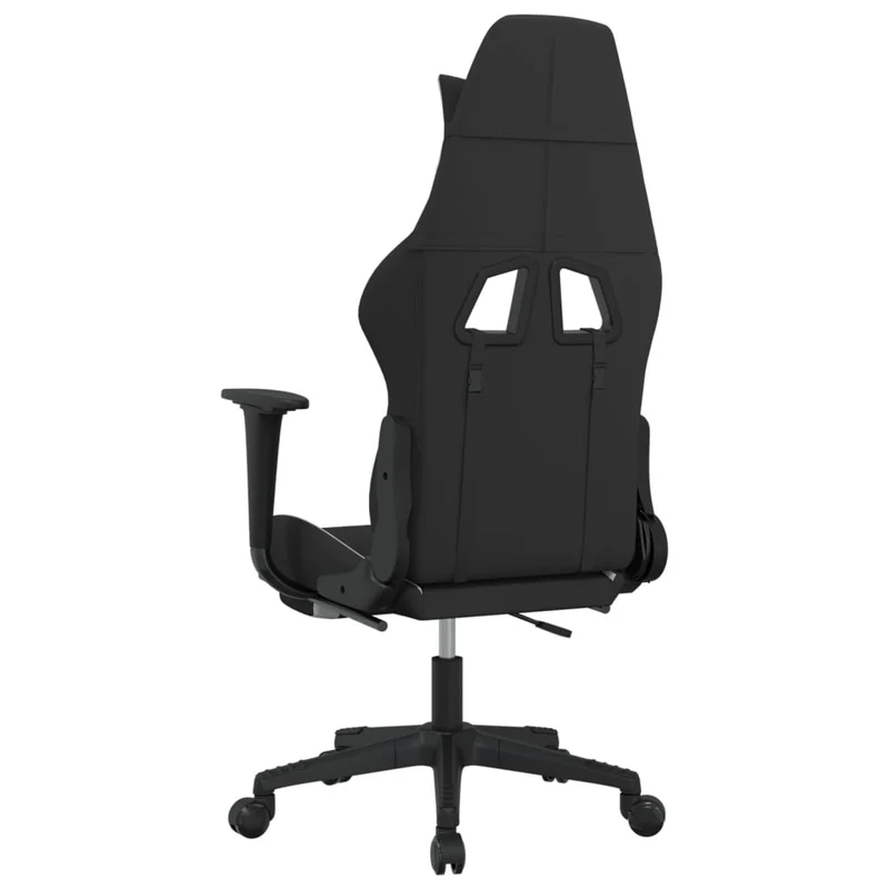 Fauteuil de bureau chaise gaming sur roulettes avec repose-pieds en tissu blanc et noir DEC025750