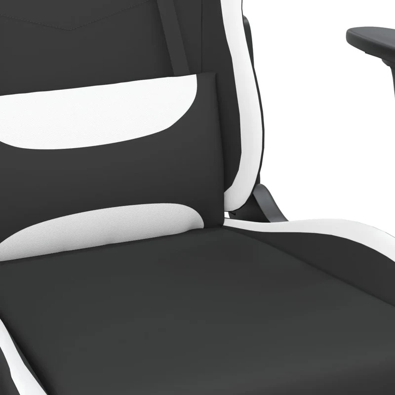 Fauteuil de bureau chaise gaming sur roulettes avec repose-pieds en tissu blanc et noir DEC025750
