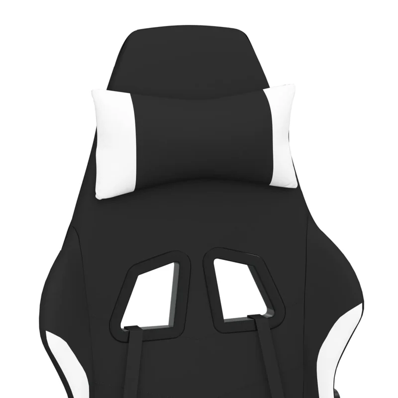 Fauteuil de bureau chaise gaming sur roulettes avec repose-pieds en tissu blanc et noir DEC025750