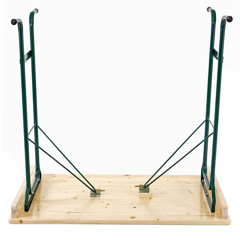Table haute extérieure en pin massif avec étagère et structure métal 110 x 125 x 70 cm 04_0008514