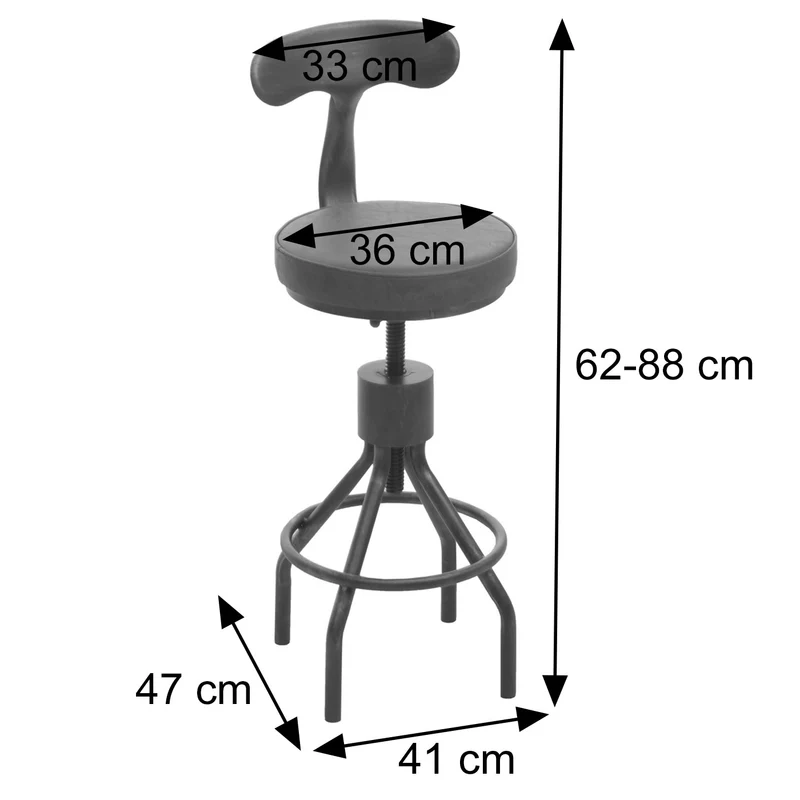 2x tabourets de bar avec dossier repose-pieds réglable en hauteur avec table design industriel en métal et PVC marron 04_0006772