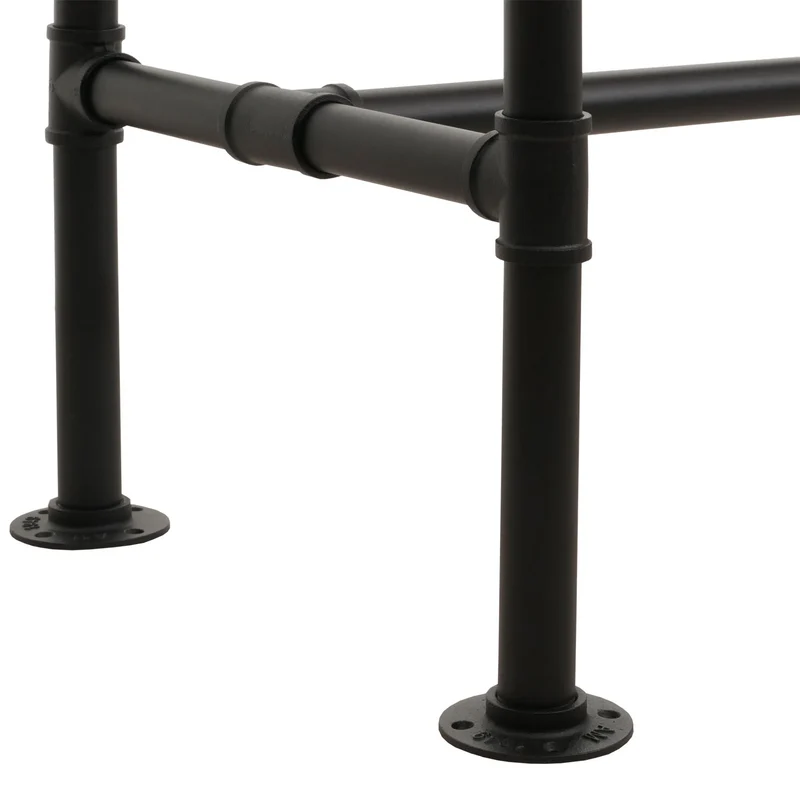 2x tabourets de bar avec dossier repose-pieds réglable en hauteur avec table design industriel en métal et PVC marron 04_0006772
