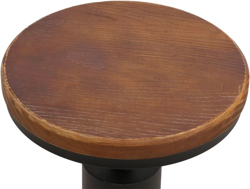 Lot de 2 tabourets de bar chaise haute design industriel réglable en hauteur repose-pieds rotatif métal noir et bois massif marron TDB04082