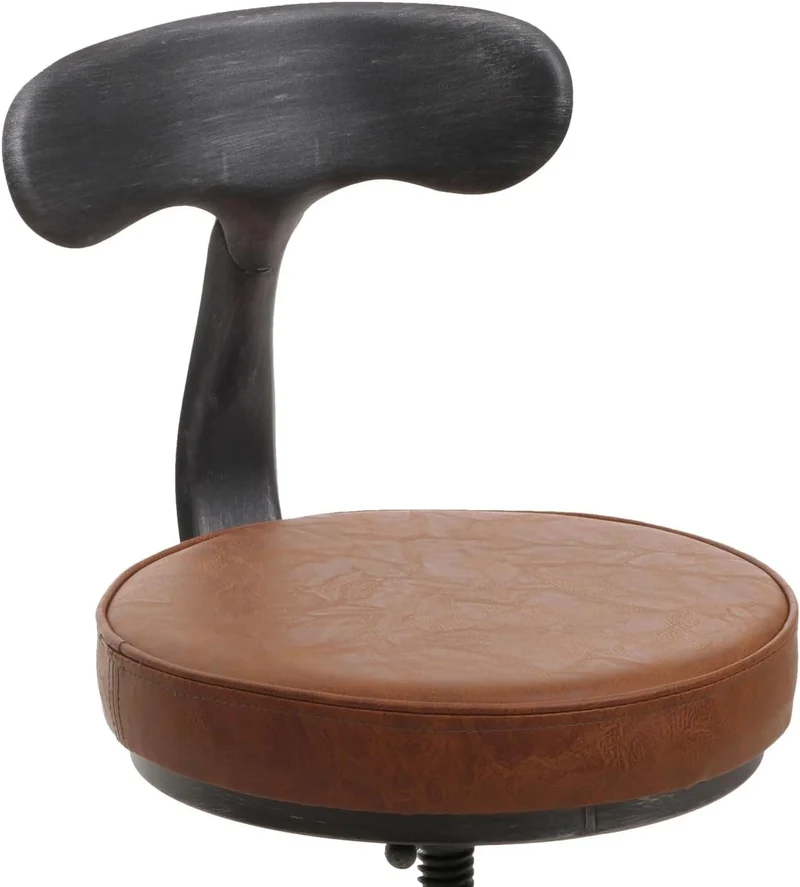 Lot de 2 tabourets de bar chaise haute design industriel avec repose-pieds rotatif réglable en hauteur en acier et simili cuir marron TDB04085