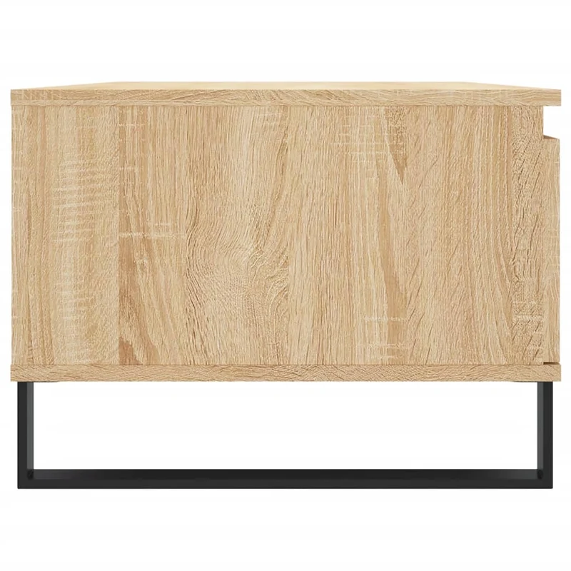 Table basse avec tiroir design moderne et contemporain 90 x 50 x 36,5 cm bois d'ingénierie couleur chêne et métal DEC039045