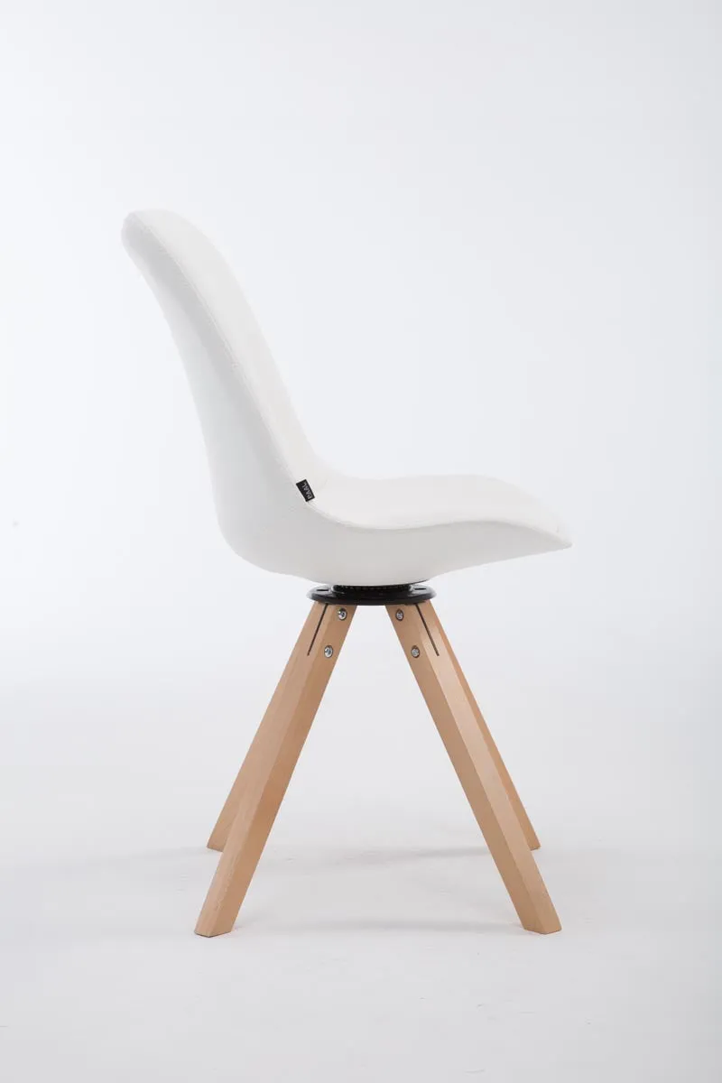 Chaise de salle à manger x1 pivotante style moderne assise en PVC blanc piètement en bois clair 10_0003326