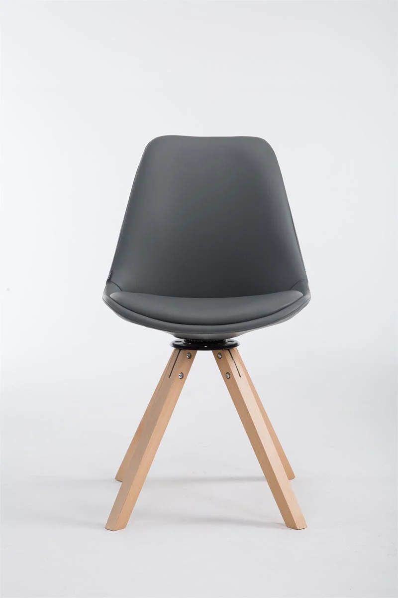 Chaise de salle à manger x1 pivotante style moderne assise en PVC gris piètement en bois clair 10_0003324
