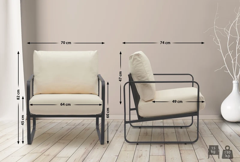 Fauteuil lounge design retro chic en PVC crème et cadre en métal noir mat 10_0002813