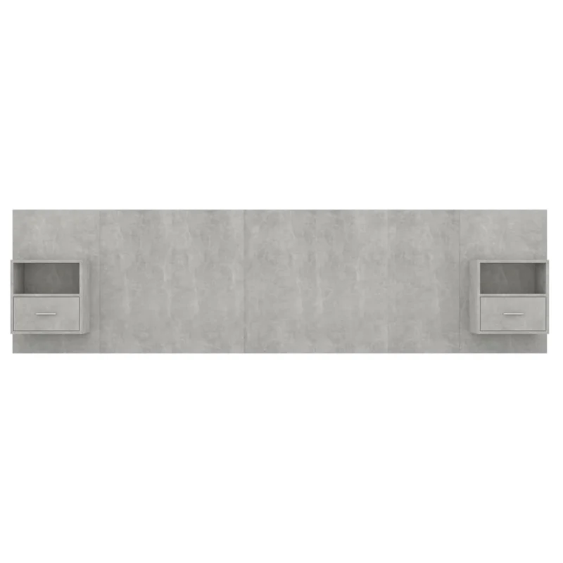 Tête de lit accessoire couchage chambre à coucher meuble avec chevet intégré étagère MDF gris TDL0205813
