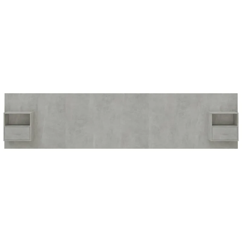 Tête de lit accessoire couchage chambre à coucher meuble avec chevet intégré étagère MDF gris TDL0205817