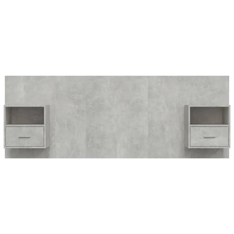 Tête de lit accessoire couchage chambre à coucher meuble avec chevet intégré étagère MDF gris TDL0205816